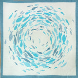 Swirling Fishes Blue Half linen Blanket by Didymos