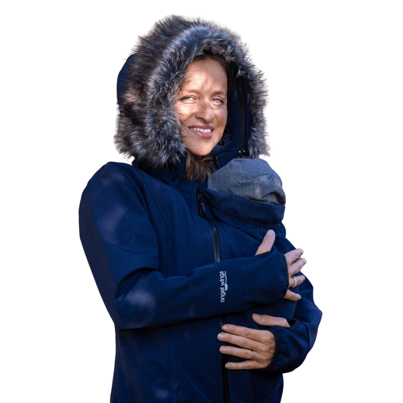 Angel Wings Babywearing Softshell Coat Navy Little Zen One